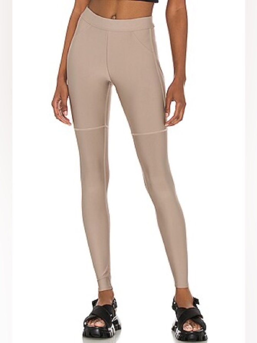 ALO Yoga High-Rise Seam Detail Leggings in Taupe